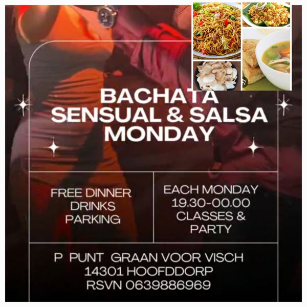 TRY OUT Bachata sensual & Salsa Monday FREE dinner & drinks Flyer
