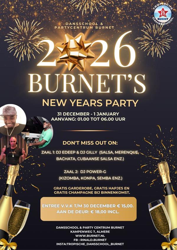 Burnet's New Years Party Flyer