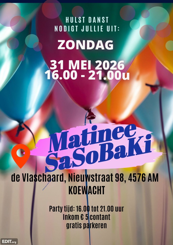 Matinee Salsa, Son, Bachata Kizomba De Vlaschaard, Koewacht Flyer