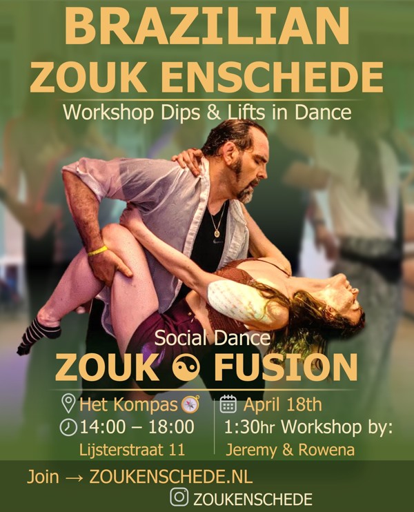 Zouk Fusion Matinee - Social Dance Workshop Dips and Lift Flyer